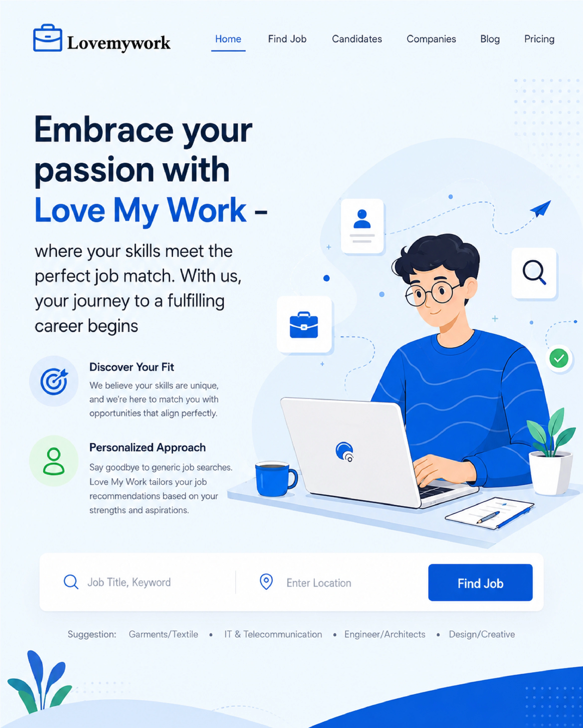 Recruitment platform branding and web application for Love My Work