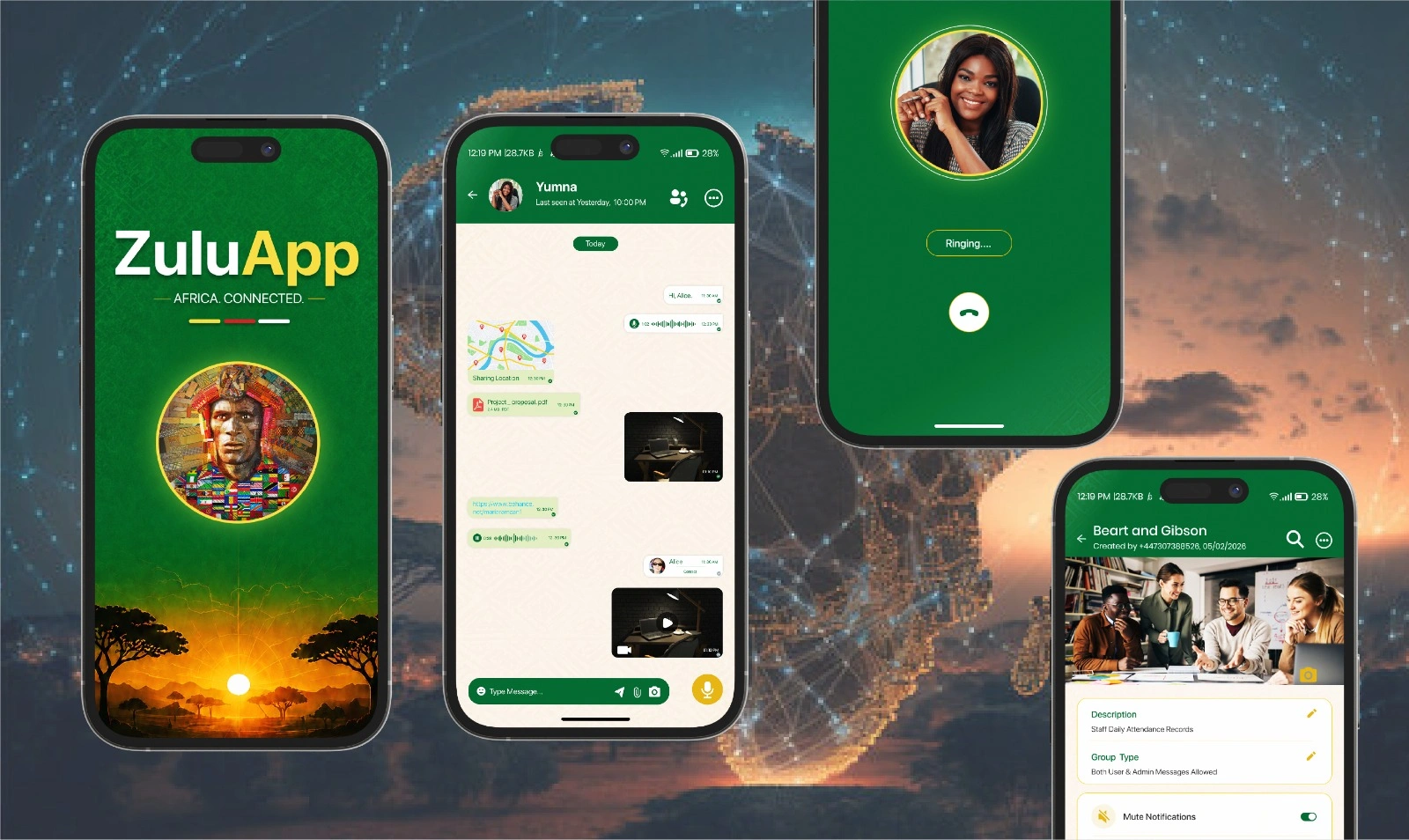 Mobile messaging app branding, UX design and website project for ZuluApp